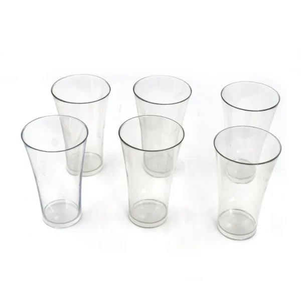 Set of 6 Transparent Plastic Juice & Water Glasses – 270 ml, Flame-Proof & Lightweight - Image 2