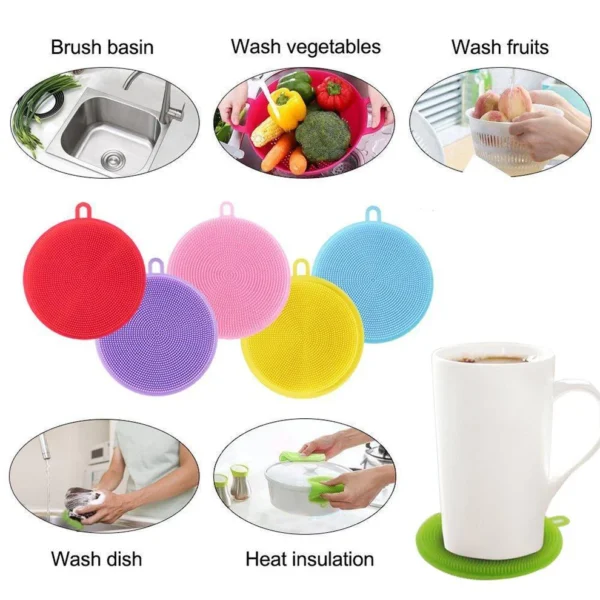 Silicone Dish Scrubber Sponge – Mildew-Free, Non-Stick & Heat Resistant Kitchen Cleaning Brush (1pc) - Image 4