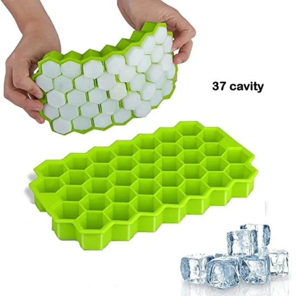 Flexible Silicone Ice Cube Tray – 37-Cavity Honeycomb Mould for Small Cubes, Fridge Use (Multicolor) - Image 2