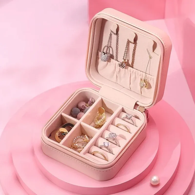 Mini PU Leather Jewellery Box – Compact Travel & Storage Organizer - Image 7