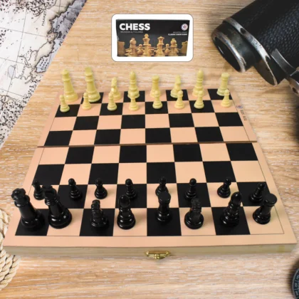 Folding Wooden Chess Board Set – 30 × 30 cm | Classic Strategy Game for Kids & Adults | Portable Brain Game (1 Set)