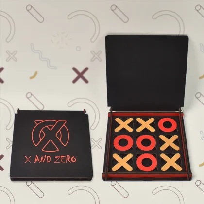 X & Zero Wooden Board Game – Classic Strategy Game for Kids & Adults | Brain-Boosting Fun for All Ages