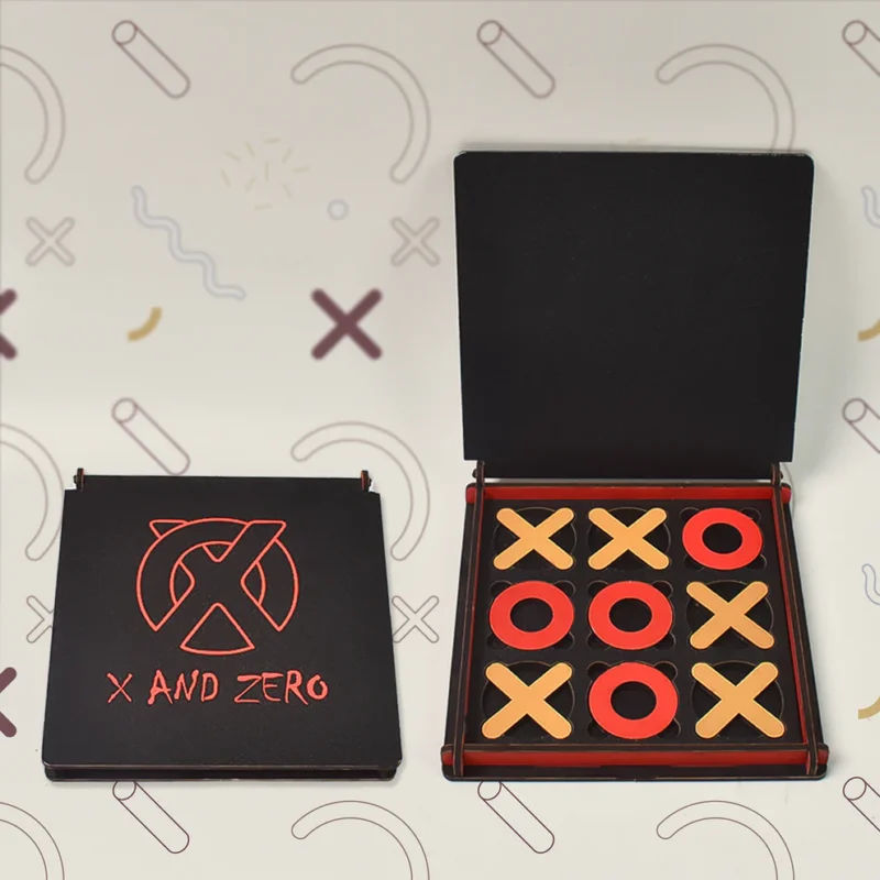 X & Zero Wooden Board Game – Classic Strategy Game for Kids & Adults | Brain-Boosting Fun for All Ages