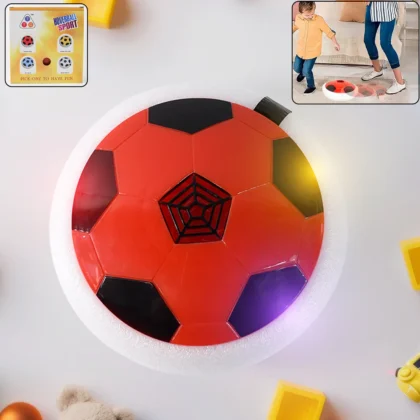 TTG Hover Soccer Ball Toy with Foam Bumper – Indoor Air-Powered Football with LED Lights (Battery Operated)