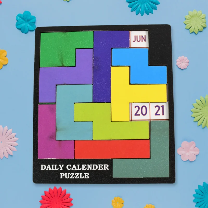 Wooden Daily Calendar Puzzle – A New Challenge Every Day for Kids & Adults (Multicolor / 1 Set) - Image 2
