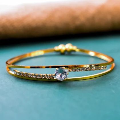 Women's Adjustable Kadli Bangle | Brass with Stone Detailing | Elegant Traditional Jewelry