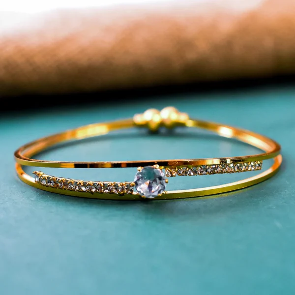 Women's Adjustable Kadli Bangle | Brass with Stone Detailing | Elegant Traditional Jewelry