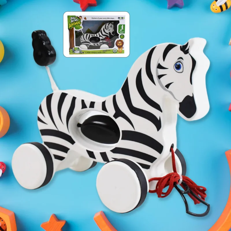 Zebra Pull Along Toy for Toddlers – Early Walking Rope Toy - Image 2