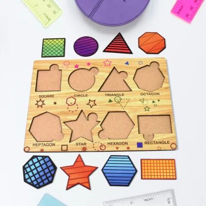 Wooden Triangles Puzzle Learning Educational Board (1 Set / 28×20 cm) | Montessori-Inspired Shape Puzzle for Toddlers & Kids