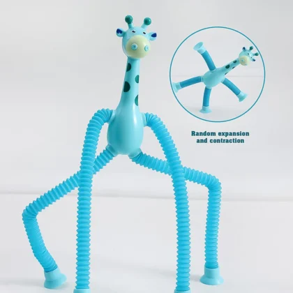 LED Giraffe Telescopic Suction Cup Toy | Shape-Changing Sensory Fidget Tube for Kids (1 Pc)