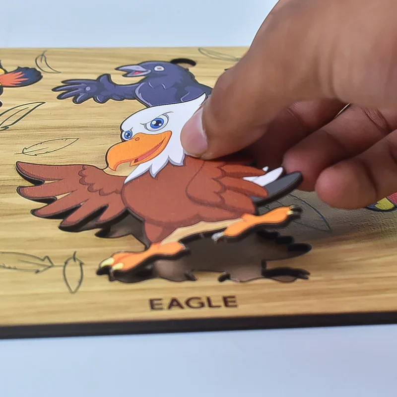 Wooden Bird Puzzle Learning Educational Board (1 Set – 28×20 cm) Natural Wood Puzzle with Bird Shapes | Early Learning Toy for Toddlers | Safe, Eco-Friendly & Educational - Image 2
