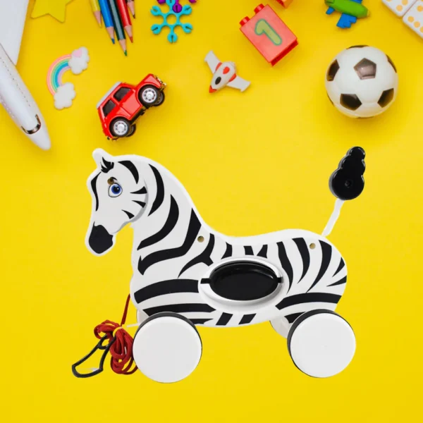 Zebra Pull Along Toy for Toddlers – Early Walking Rope Toy - Image 3