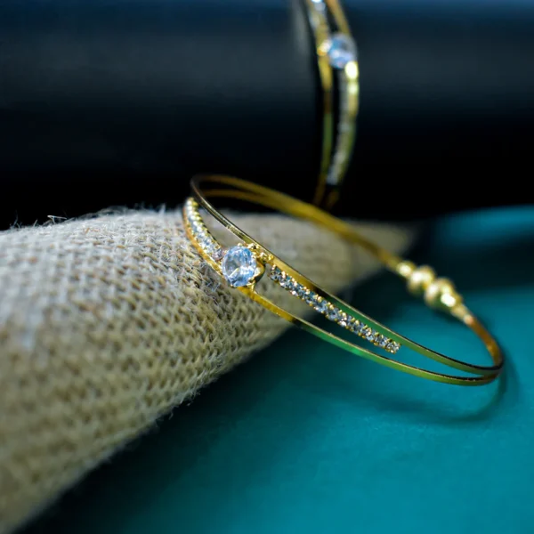 Women's Adjustable Kadli Bangle | Brass with Stone Detailing | Elegant Traditional Jewelry - Image 2