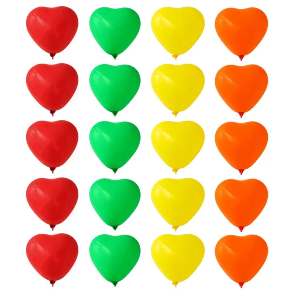 Heart Shaped Latex Balloons – Rainbow Party Balloons for Birthday, Anniversary, Wedding & More (20 Pcs Set) - Image 2