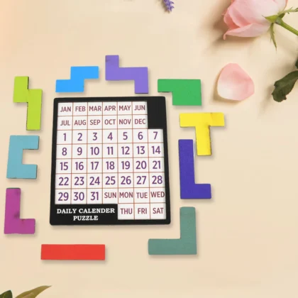 Wooden Daily Calendar Puzzle – A New Challenge Every Day for Kids & Adults (Multicolor / 1 Set)