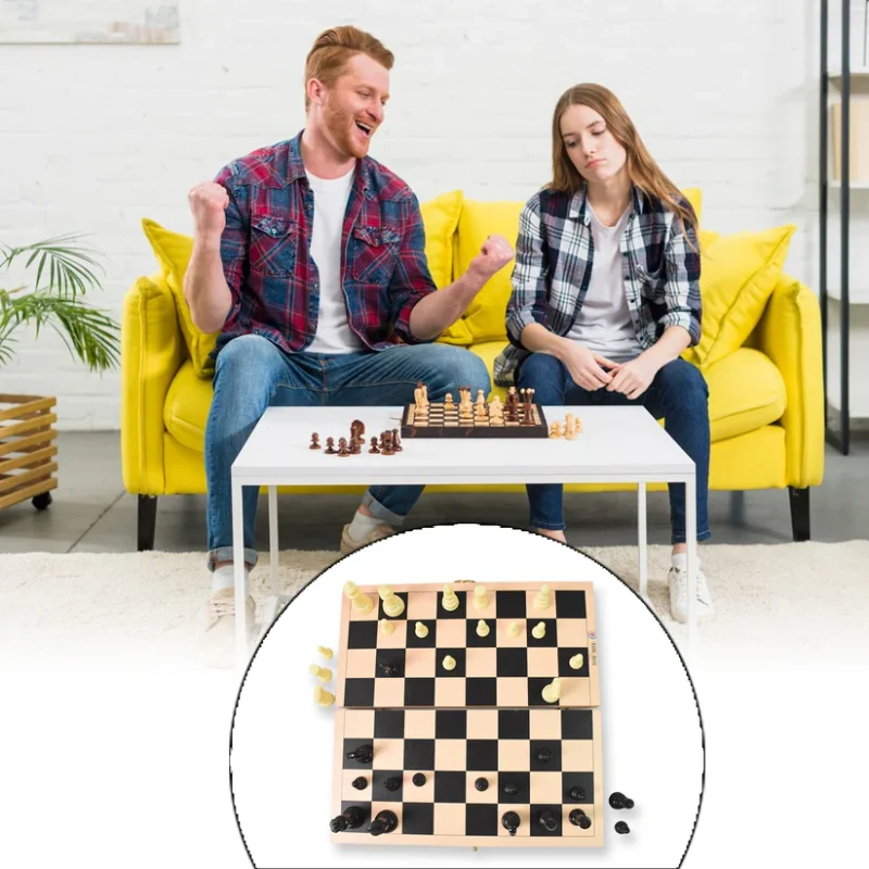 Folding Wooden Chess Board Set – 30 × 30 cm | Classic Strategy Game for Kids & Adults | Portable Brain Game (1 Set) - Image 2