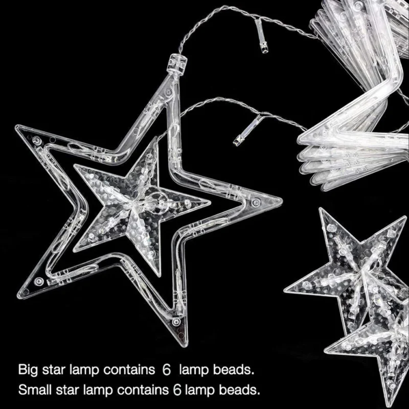 12 Stars Curtain String Lights – 66 LED Window Lights with 8 Flashing Modes - Image 3