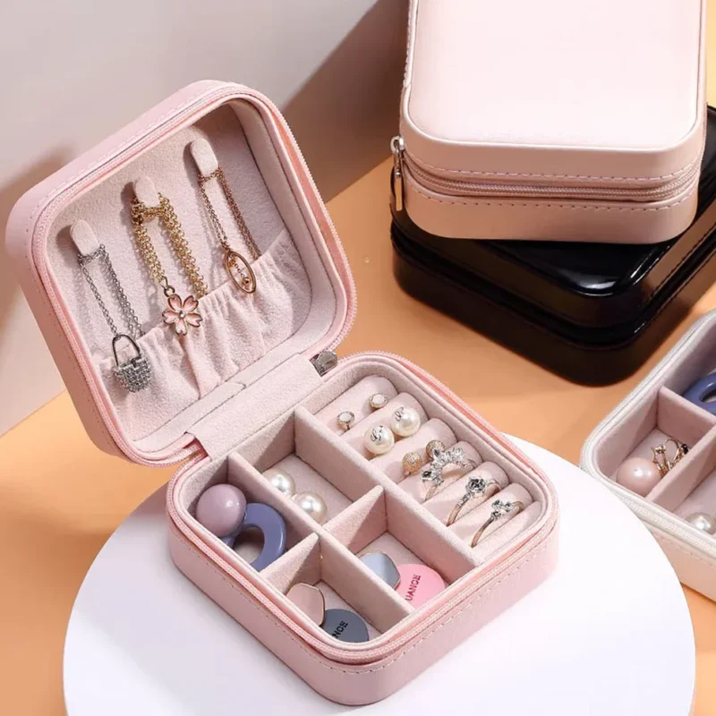 Mini PU Leather Jewellery Box – Compact Travel & Storage Organizer - Image 6