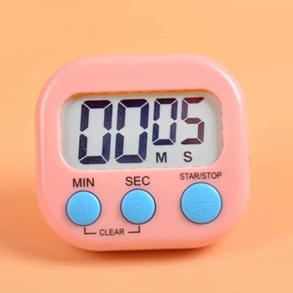Digital Kitchen Timer with Large Clear Display | 0–99 Minute Countdown & Stopwatch Function | Compact Timer for Cooking, Office, Workout, and Study Use