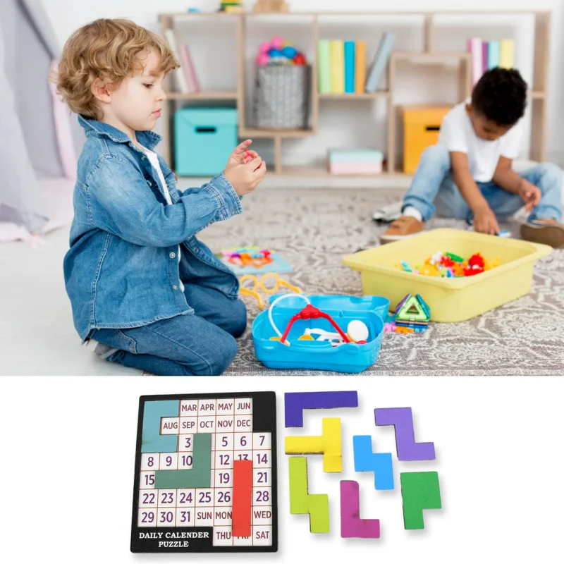 Wooden Daily Calendar Puzzle – A New Challenge Every Day for Kids & Adults (Multicolor / 1 Set) - Image 3