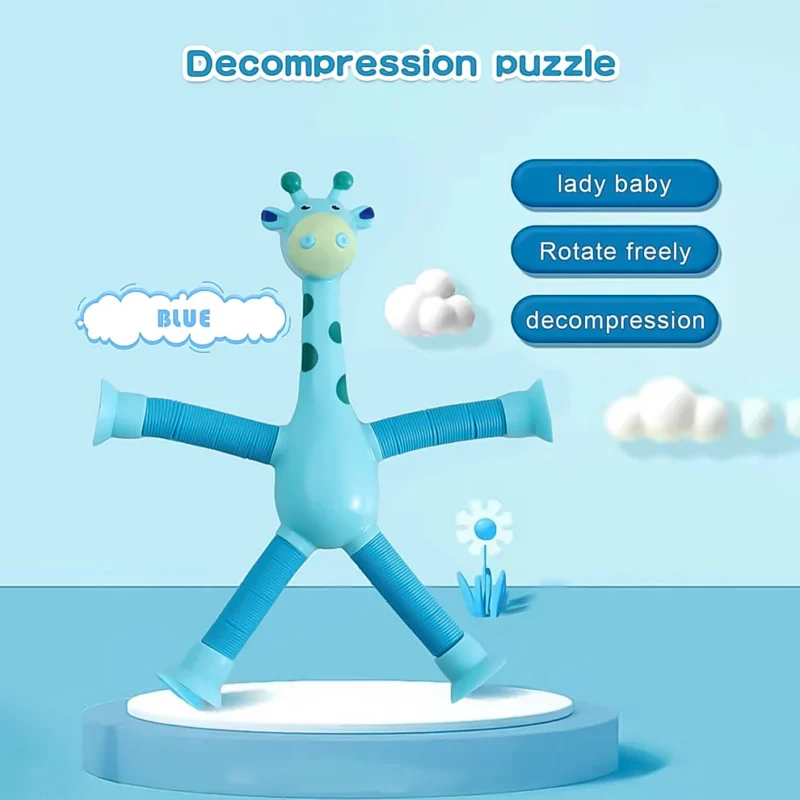 LED Giraffe Telescopic Suction Cup Toy | Shape-Changing Sensory Fidget Tube for Kids (1 Pc) - Image 3