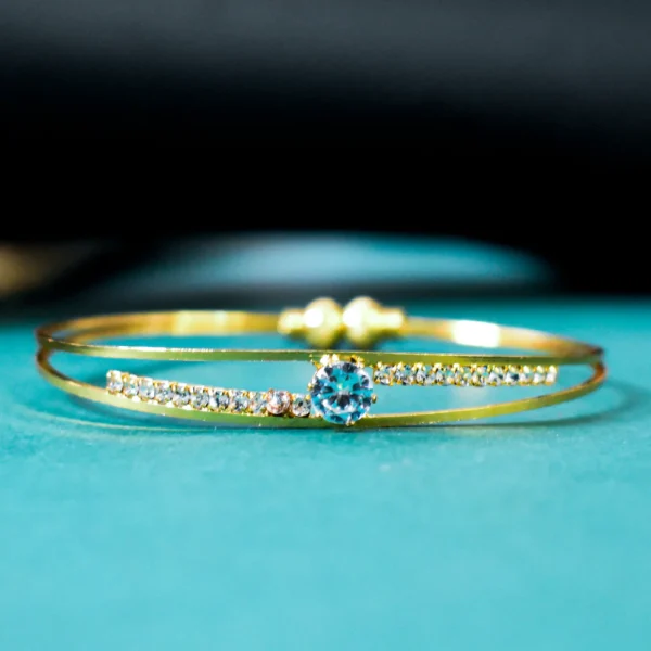 Women's Adjustable Kadli Bangle | Brass with Stone Detailing | Elegant Traditional Jewelry - Image 3