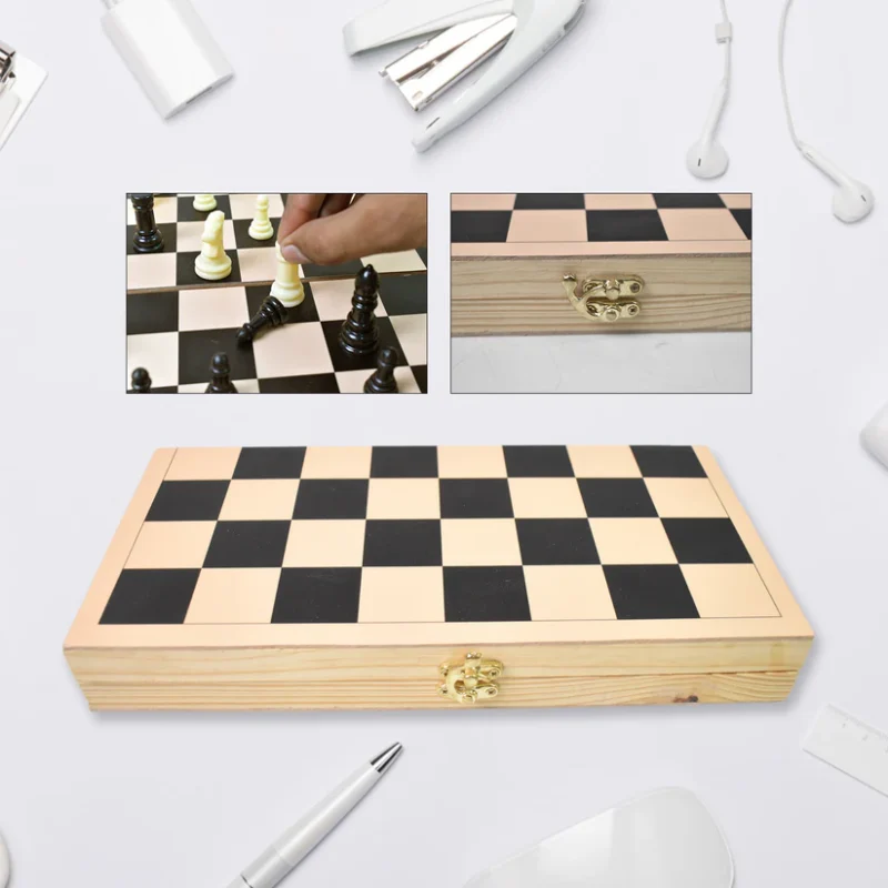 Folding Wooden Chess Board Set – 30 × 30 cm | Classic Strategy Game for Kids & Adults | Portable Brain Game (1 Set) - Image 3