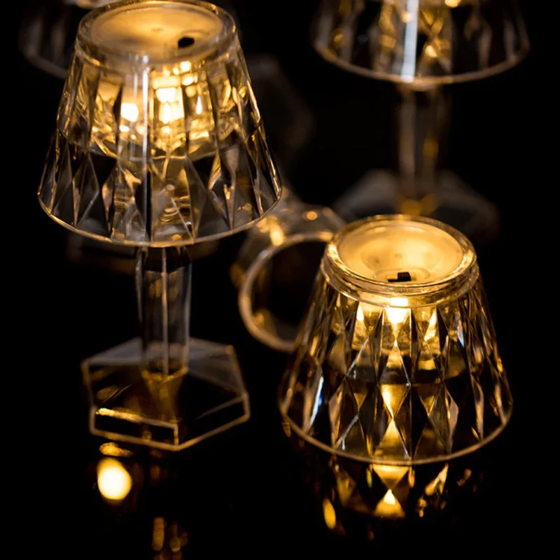 2in1 Transparent Mini Crystal Table Lamp with Reflection Light – Portable LED Bedside Decor Lamp - Image 3