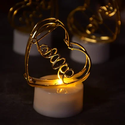 Set of 12 Multicolor Flameless Heart Candles – LED Flickering Decorative Lights for Home, Party, and Event Décor