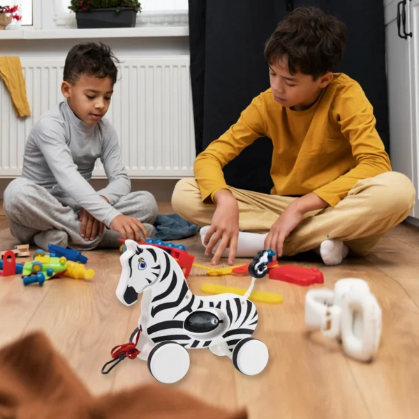 Zebra Pull Along Toy for Toddlers – Early Walking Rope Toy - Image 4