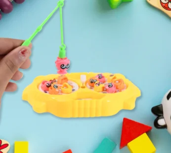 Fishing Game for Kids – Includes 12 Fish, 2 Magnetic Rods & Rotating Pond | Sound-Enabled Catching Game (1 Set)