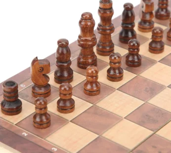 Foldable Wooden Chess Board Set – 30 × 30 cm | Classic Strategy Game with Polished Wooden Pieces (1 Set)