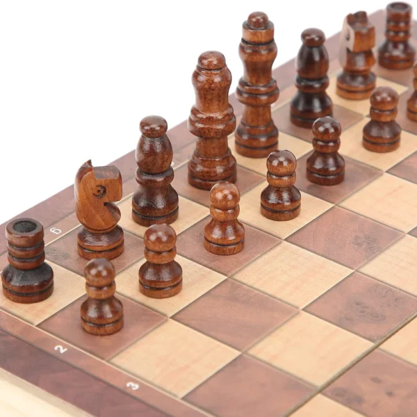 Foldable Wooden Chess Board Set – 30 × 30 cm | Classic Strategy Game with Polished Wooden Pieces (1 Set)