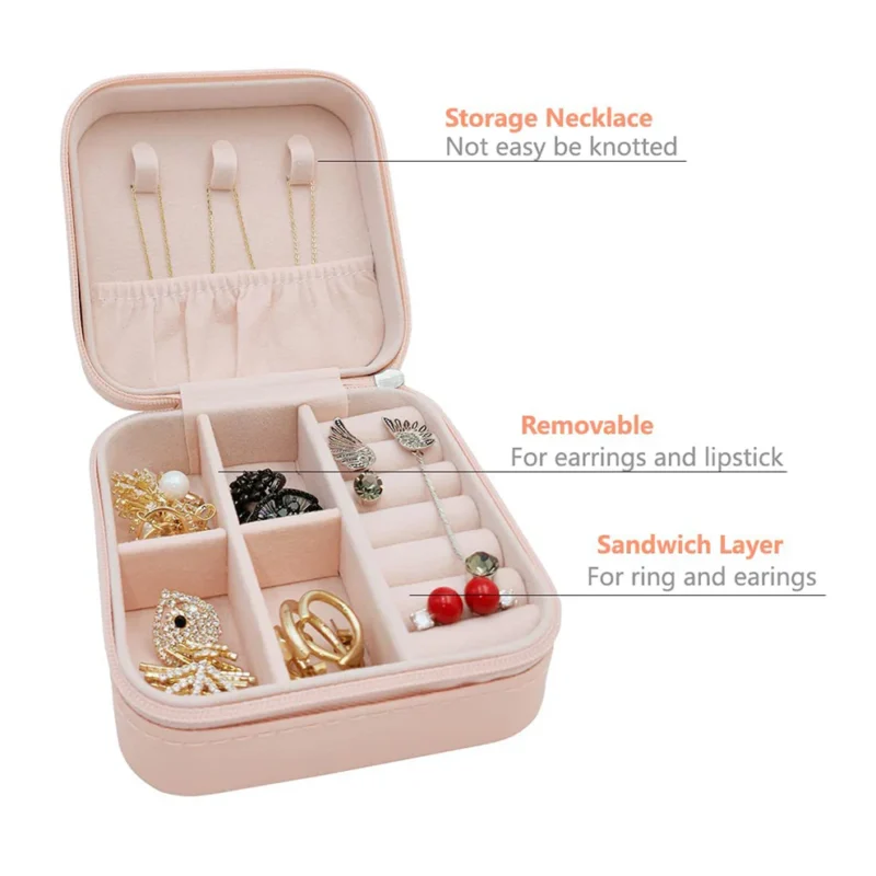 Mini PU Leather Jewellery Box – Compact Travel & Storage Organizer - Image 2