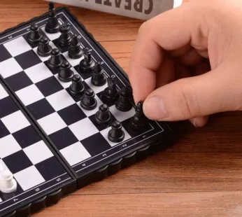 5″x5″ Magnetic Travel Chess Board Set – Folding Portable Chess Game with Premium Black & Ivory Pieces | Classic Brain Game for Kids & Adults (1 Pc)
