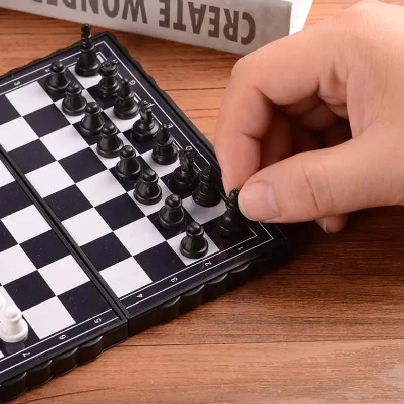 5"x5" Magnetic Travel Chess Board Set – Folding Portable Chess Game with Premium Black & Ivory Pieces | Classic Brain Game for Kids & Adults (1 Pc)