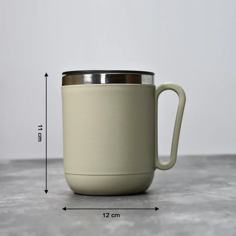 Ganesh Premium Stainless Steel Coffee Mug – 400ml, Double Wall with Heat-Resistant Lid & Handle - Image 2
