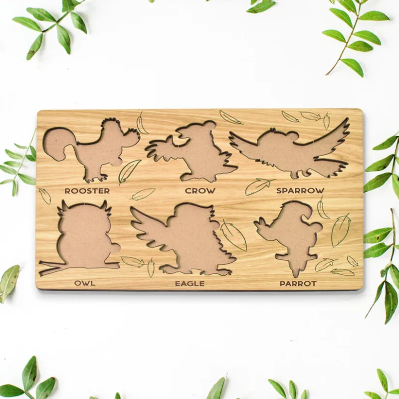 Wooden Bird Puzzle Learning Educational Board (1 Set – 28×20 cm) Natural Wood Puzzle with Bird Shapes | Early Learning Toy for Toddlers | Safe, Eco-Friendly & Educational - Image 4