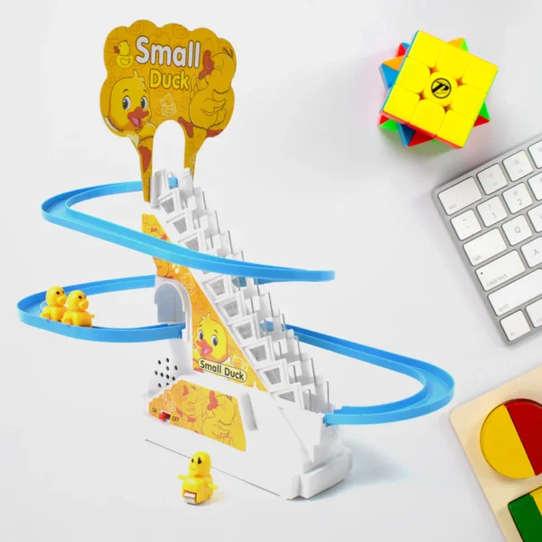 Duck Climb Stairs Toy Roller Coaster with Flashing Lights & Music (3 Ducks) - Image 3