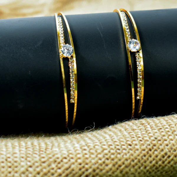 Women's Adjustable Kadli Bangle | Brass with Stone Detailing | Elegant Traditional Jewelry - Image 4
