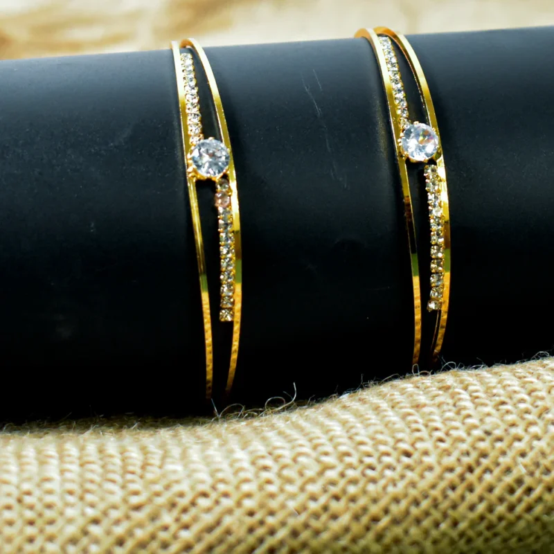 Women's Adjustable Kadli Bangle | Brass with Stone Detailing | Elegant Traditional Jewelry - Image 4