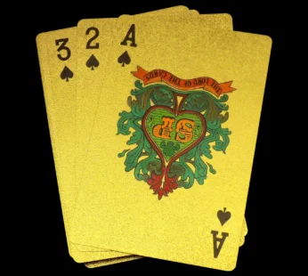 Gold Plated Poker Playing Cards (Golden) | Waterproof & Durable Luxury Deck – 54 Cards