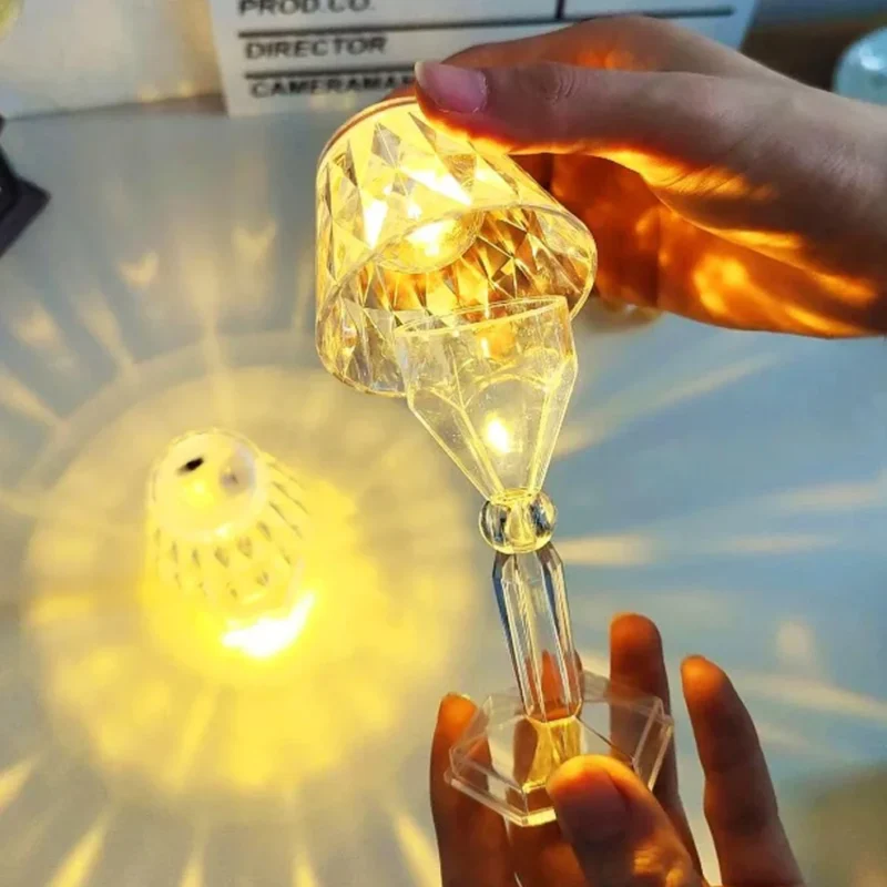 2in1 Transparent Mini Crystal Table Lamp with Reflection Light – Portable LED Bedside Decor Lamp - Image 4