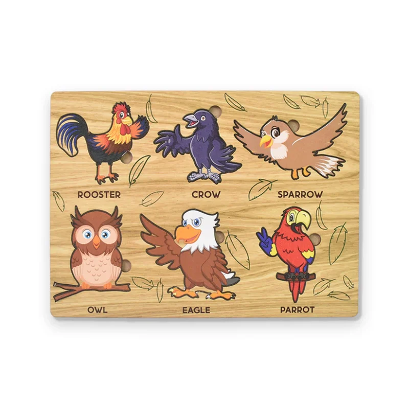 Wooden Bird Puzzle Learning Educational Board (1 Set – 28×20 cm) Natural Wood Puzzle with Bird Shapes | Early Learning Toy for Toddlers | Safe, Eco-Friendly & Educational - Image 5