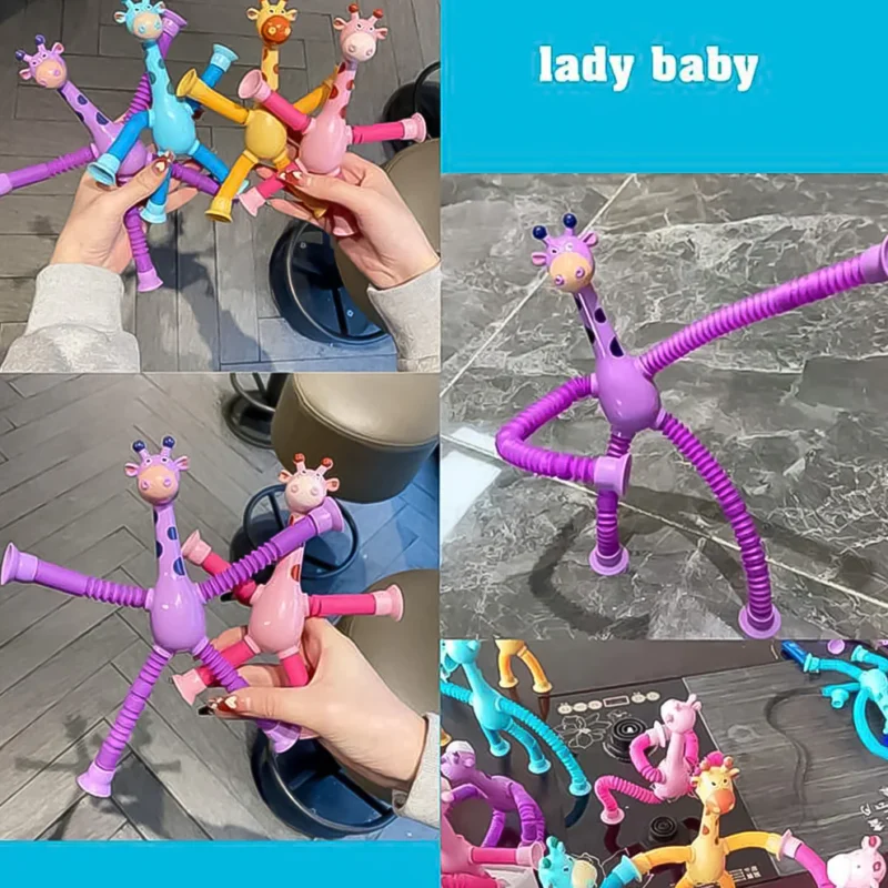LED Giraffe Telescopic Suction Cup Toy | Shape-Changing Sensory Fidget Tube for Kids (1 Pc) - Image 5