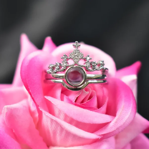 “I Love You” 100 Languages Projection Ring – Adjustable Crown Design, Romantic Gift for Her - Image 5