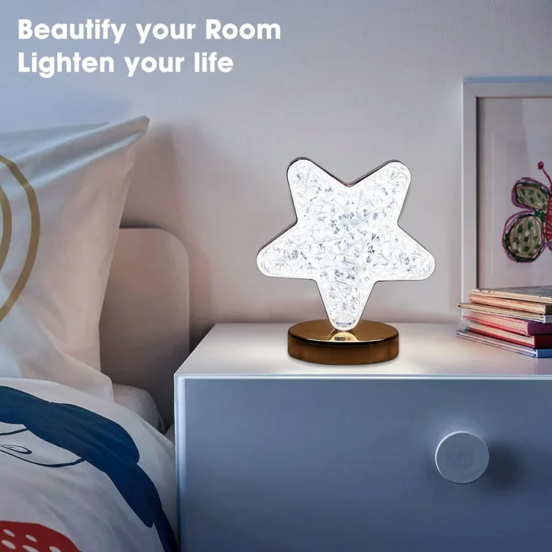 Star Crystal Diamond Touch Lamp – USB Rechargeable, 3-Way Dimmable - Image 3