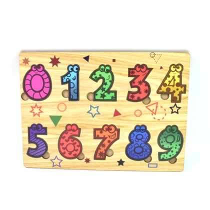 Wooden Number Puzzle Learning Educational Board (1 Set – 28×20 cm) Natural Wood Puzzle with Number Shapes | Early Math Learning Toy for Toddlers | Safe, Durable & Educational