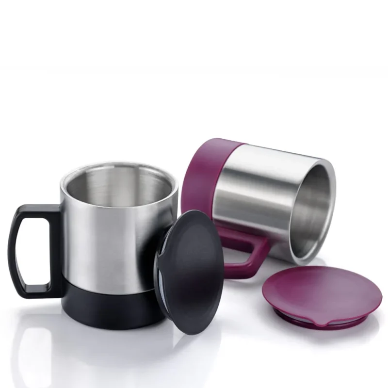 Insulated Stainless Steel Coffee/Tea Cup with Lid & Handle – Double Wall, Spill-Proof (1 Pc) - Image 3