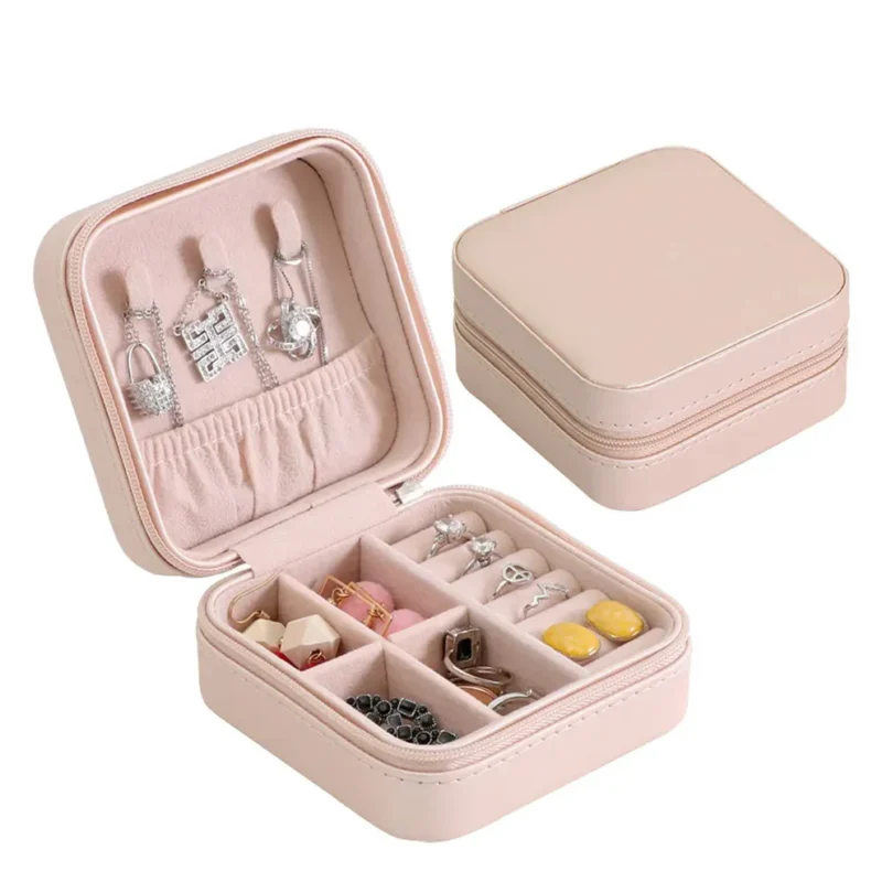 Mini PU Leather Jewellery Box – Compact Travel & Storage Organizer - Image 3